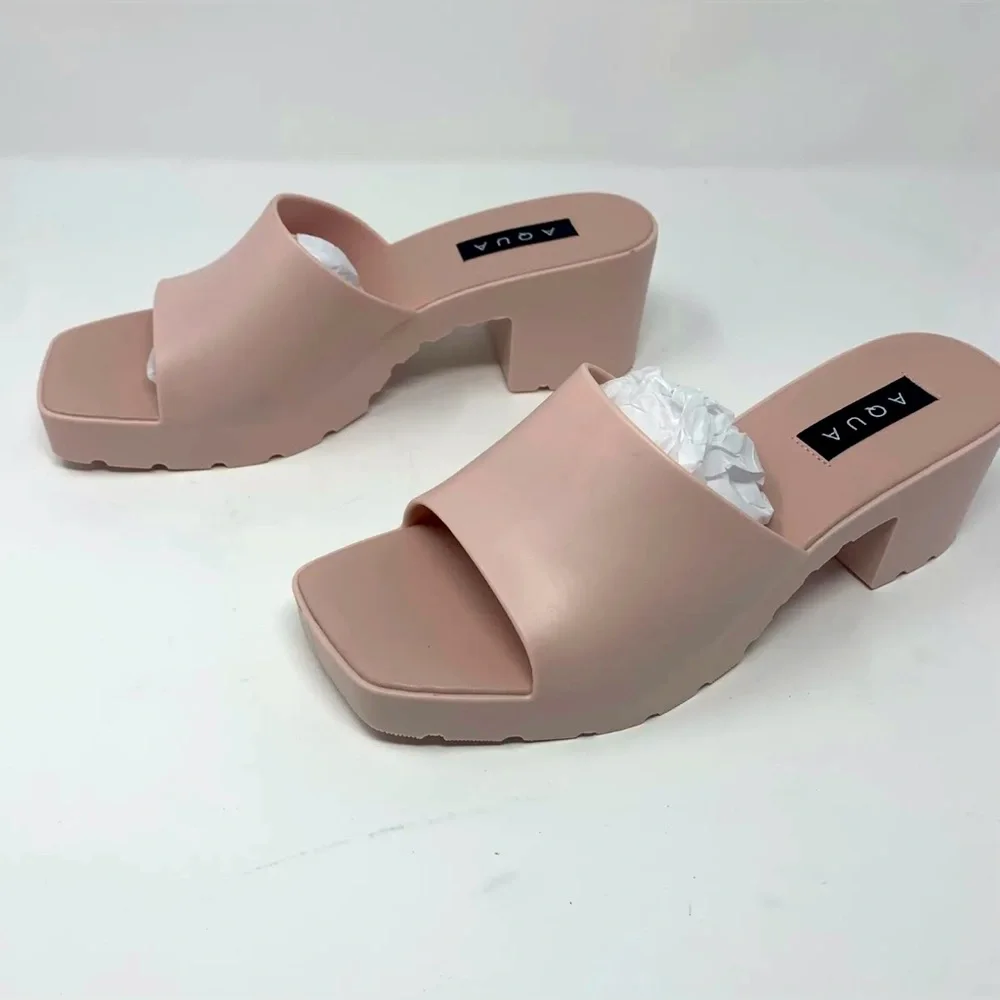 👡NIB Aqua Jelly Block Heel Slide Sandals👡 - Picture 2 of 9